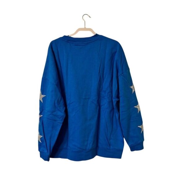 Gameday Couture Women's NFL Medium Blue Rhinestone Sweatshirt Detroit Lions - Picture 3 of 11